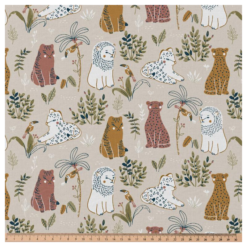 Printed Cotton BADOU Greige / Tawny Multicolored